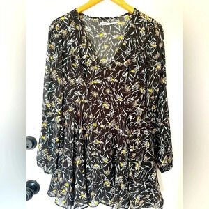 kimchi blue dress black floral sheer size 0